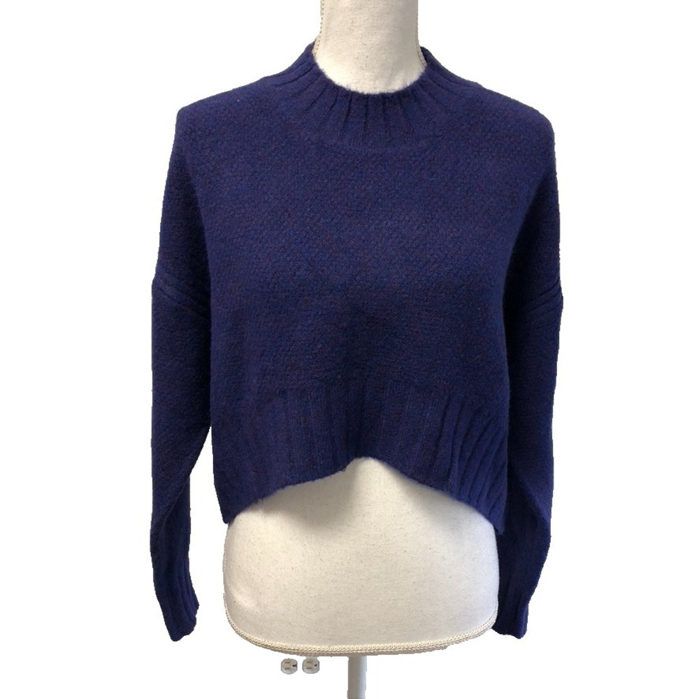 SNDYS Late Lunch Knit Top Sweater Jumper Womens XS Purple Cropped Mock Neck New